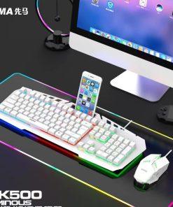 SAMA MK500 Luminous Gaming Keyboard + Mouse Combo - White