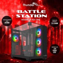 Thunder Battle Station Black ATX PC Case without Fans