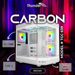 Thunder Carbon White ATX PC Case without Fans