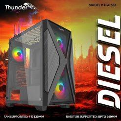 Thunder Diesel PC Case ATX Case with 3x ARGB Fans