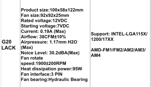 TJ G20 CPU cooler