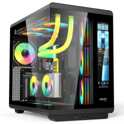 Acer U600-Black Full View PC Case with LCD Display incl. 4x Infinity Mirror ARGB Fans