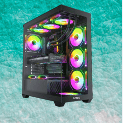 SONIC EL2 Black ATX PC Case with 4x Infinity Mirror Fans front side glass