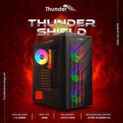 Thunder Shield ATX PC Case with 3x ARGB Fans(front mesh)(Black)