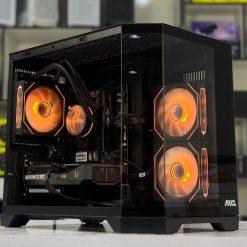 AMS Furion mATX PC Case with 3x Infinity Mirror ARGB Fans (black)