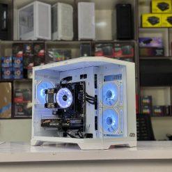 AMS Furion mATX PC Case with 3x Infinity Mirror ARGB Fans (White)