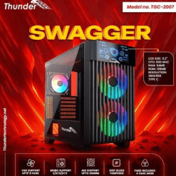 Thunder Swagger ATX PC Case with LCD Display and 3x ARGB Infinity Mirror fans