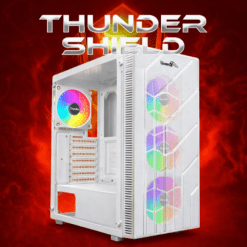 Thunder Shield ATX PC Case with 3x ARGB Fans(front mesh)(White)