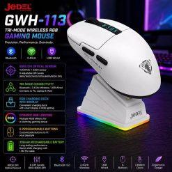 Jedel GWH-113 Wireless Gaming Mouse RGB with magnetic charging dock (White)